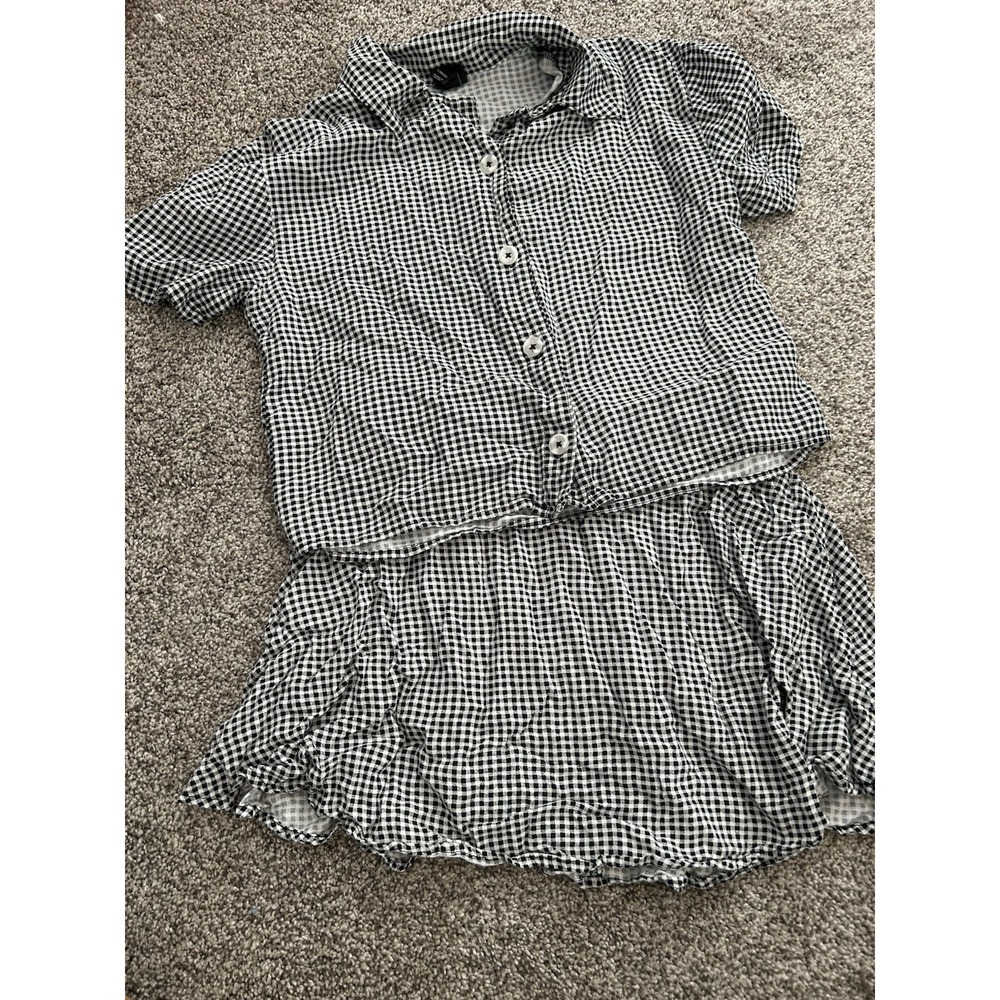 Girls Art Class 2 piece Skirt Outfit Checkered Black & White, size Large 10/12